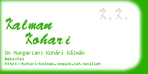 kalman kohari business card